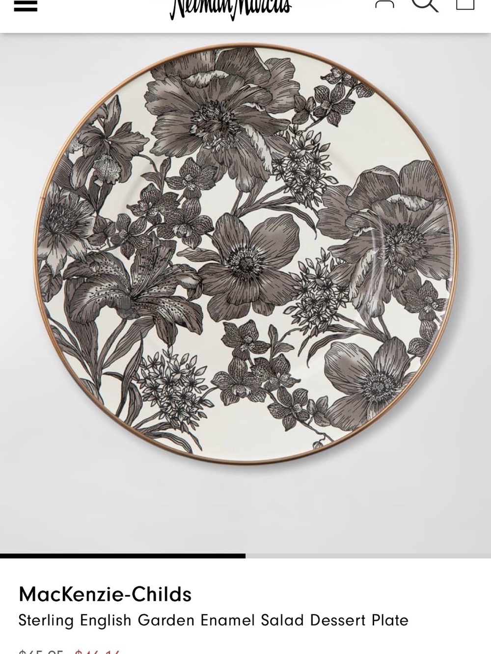 NWT MacKenzie-Childs Sterling English Garden Enamel Salad Dessert Plate